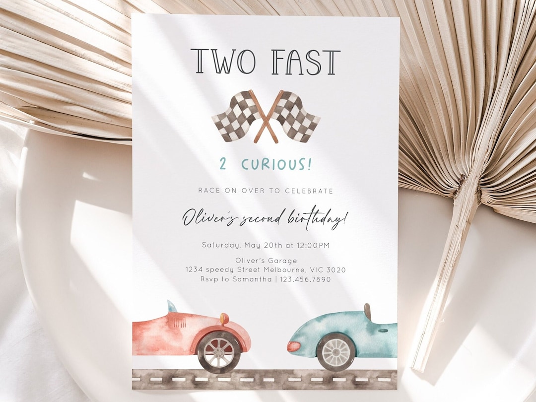 Two Fast Two Curious Birthday Invitation