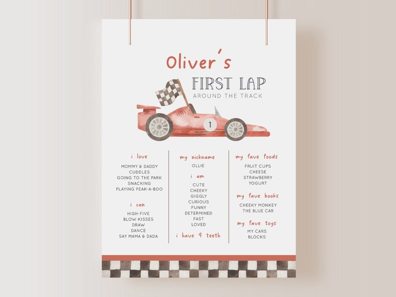 Fast ONE Invitation, Editable Car 1st Birthday Invitation, Racing Car First B'day Invite Template, Red Racing Car Invite, Digital Download image 6