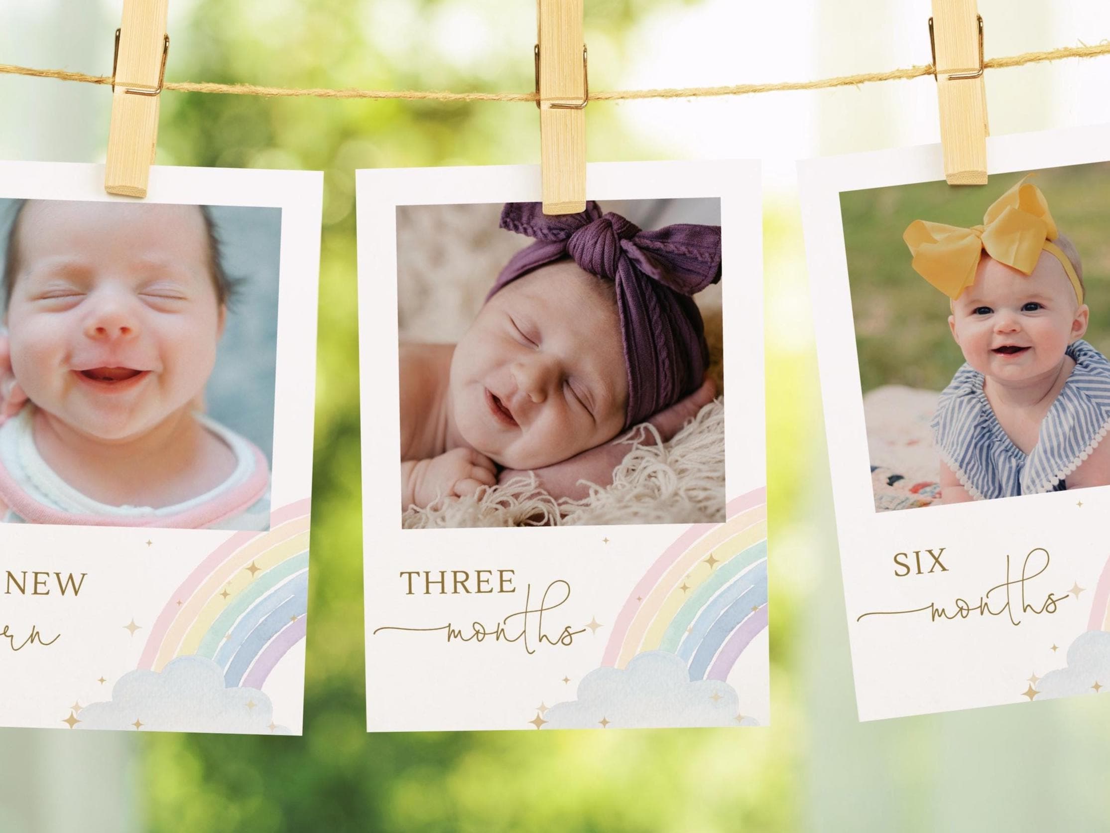 Guirlande Photo 1er Anniversaire Bébé - 12 Cartes Mois De 1 à 12, Ficelle Et Accessoires Inclus, Décoration Murale - 5