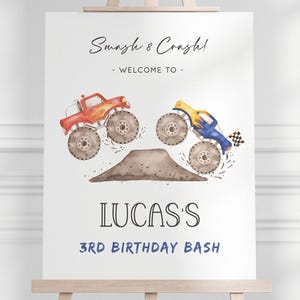 Editable Monster Truck Welcome Sign, Monster Truck Cars Birthday Sign, Monster Truck Party Decorations, Truck Party Signs, Digital Download
