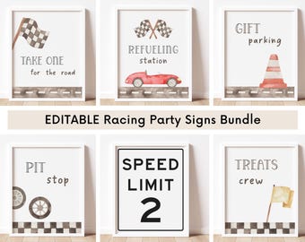 Editable Race Car Party Signs Bundle, Red Race Car Birthday Food Drink Sign, Racing Favors & Gifts  Two Fast Party Decor, Digital Download