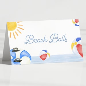 Editable Pool Party Food Tents, Summer Pool Birthday Decoration, Food Tent Labels, Beach B&#39;day Party Table Decor, Digital Download