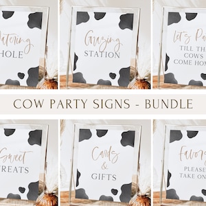 Cow Party Signs Bundle, Editable Template, Holy Cow Birthday Signs Decor, Grazing Sign, Cow Favors Decor Package, Digital Download