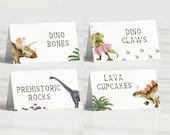 Girl Dinosaur Party Food Tents, Editable Template, T-Rex Tutu Birthday Food Labels, Pink Tutu Dino B'day Party Table Decor, Digital Download