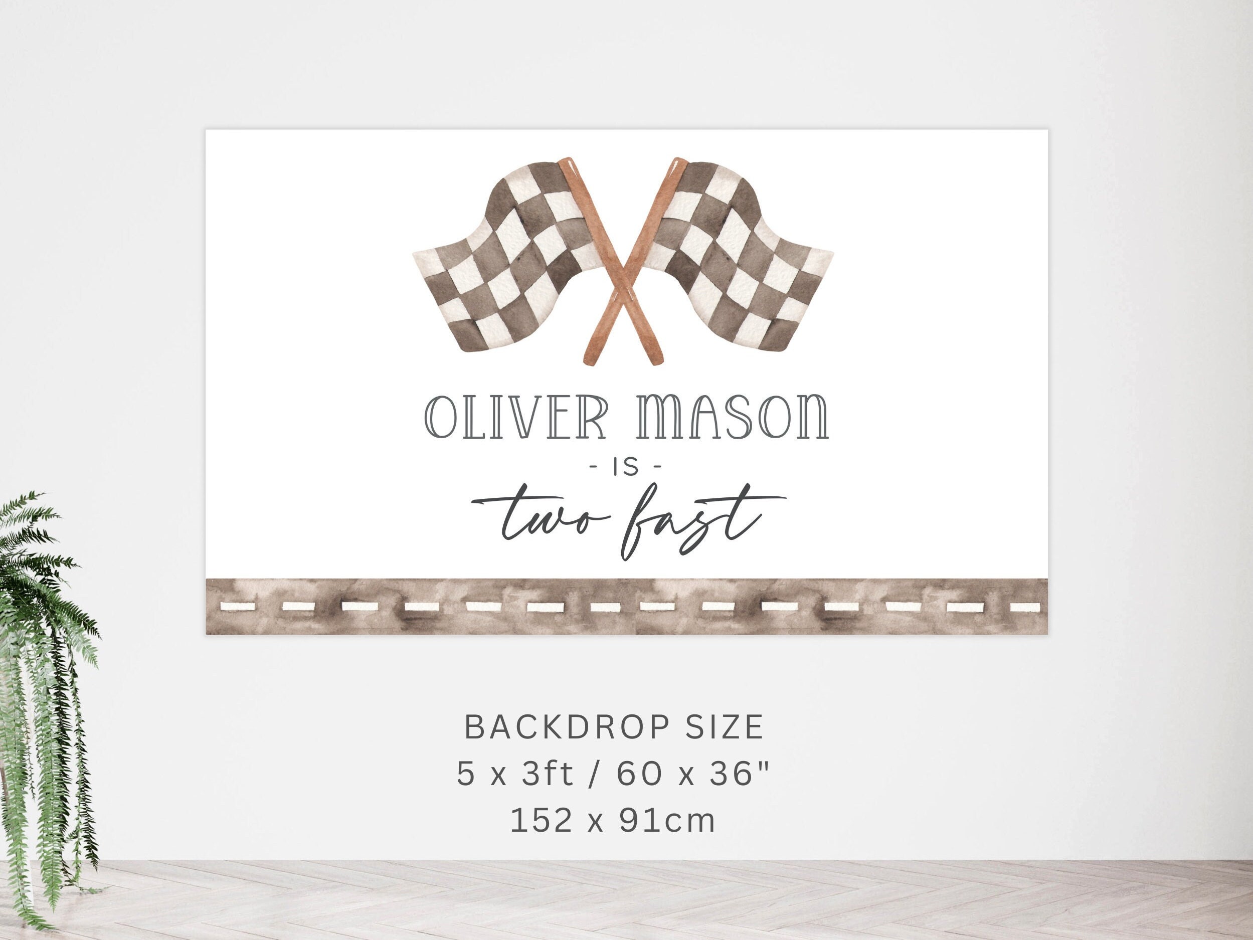 TWO Fast Racing Flags Banner, Editable Race Car 2nd Birthday Party ...