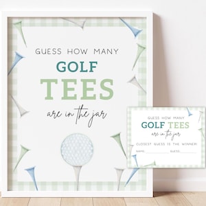 How Many Golf Tees Are In The Jar Sign & Answer Card, Golf Themed Guessing Party Sign, Golf Birthday Par-Tee Shower Game Digital Download