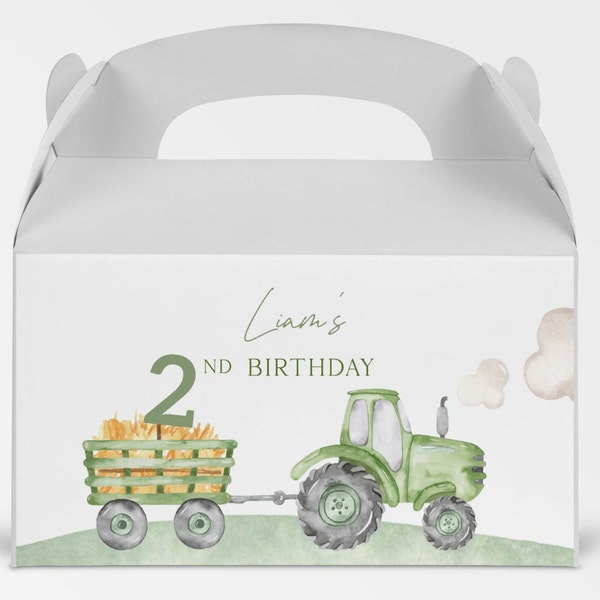 Editable Tractor Gable Box Label, Green Tractor Goodie Box Sticker, Farm Green Tractor Birthday Party Thank You Favors, Digital Download