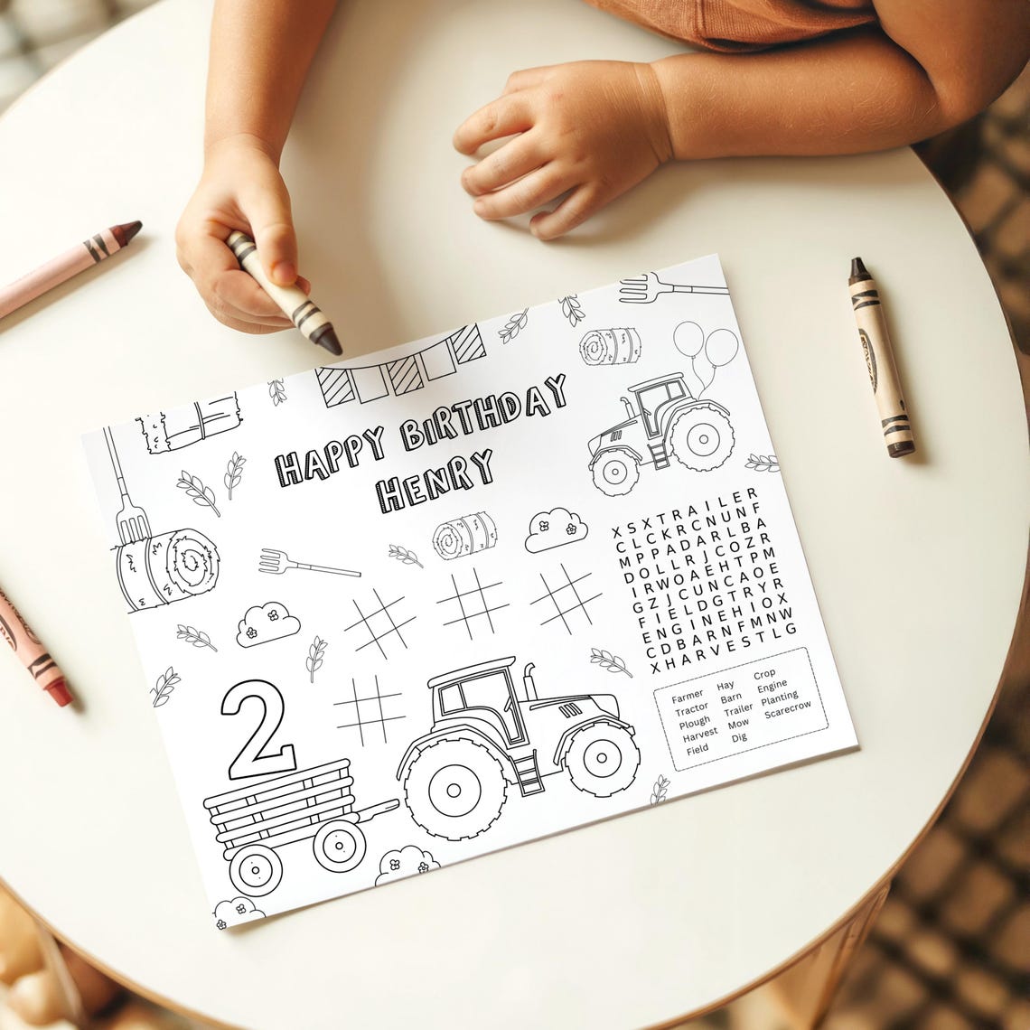 Editable Tractor Activity & Coloring Page, Printable Kids Barn Farm ...