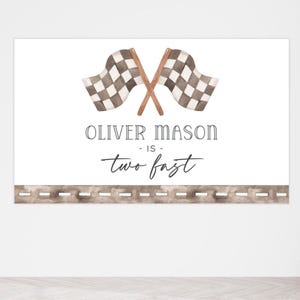TWO Fast Racing Flags Banner, Editable Race Car 2nd Birthday Party Decoration, Printable Vintage Racing Flags Backdrop, Digital Download