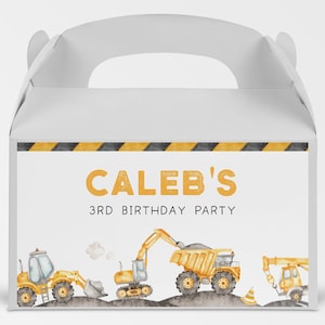 Editable Construction Gable Box Label, Construction Trucks Birthday Favor Box Label, Trucks Bday Party Decoration, Printable Gable Box Label