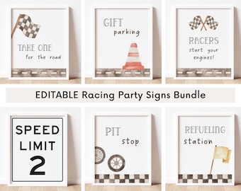 Editable Racing Party Signs Bundle, Race Cars Birthday Food Drink Signs, Car Party Favors & Gifts Sign, Racing Party Decor, Digital Download