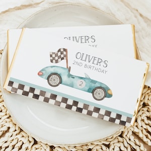 Editable Race Car Chocolate Bar Wrapper, Vintage Blue Car Chocolate Bar Label, Two Fast Race Car Birthday Party Favors, Digital Download