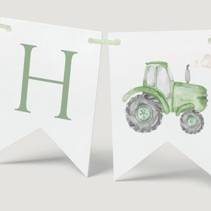 Editable Tractor Birthday Banner, Green Tractor B'day Party Decor, Farm Green Tractor Garland, Printable Tractor Decor, Digital Download