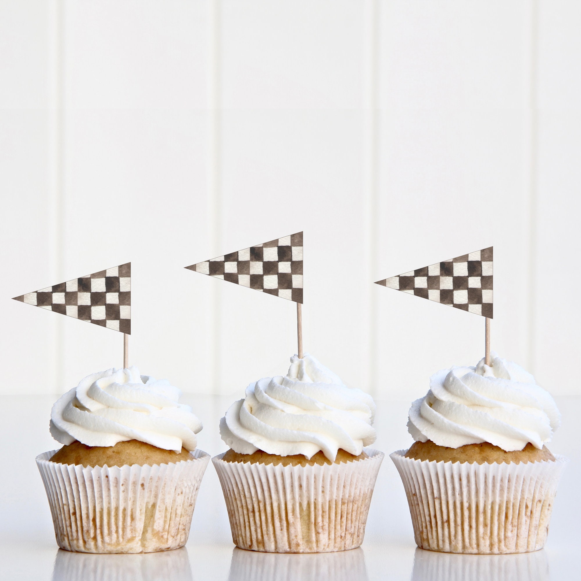 Printable Racing Flag Cupcake Topper Vintage Race Car Etsy