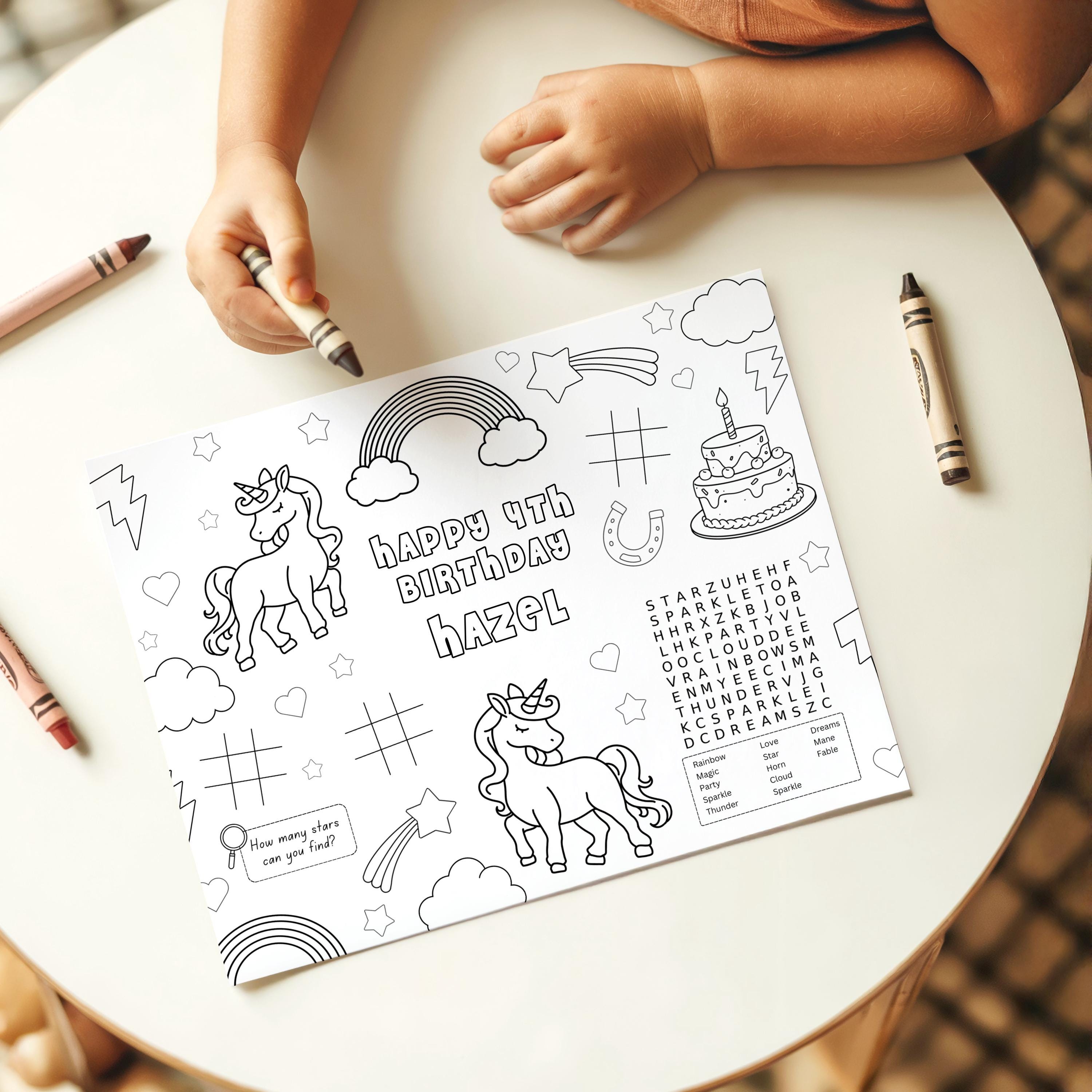 Editable Unicorn Birthday Activity & Coloring Page, Unicorn Rainbow B ...