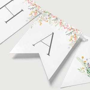Bearbeitbare Wildblumen Geburtstagsbanner, druckbare Blumenpartygirlande, kleine Wildblumen B'day Banner Dekorvorlage, digitaler Download