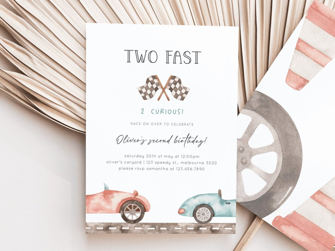 Two Fast 2 Curious Birthday Invitation Editable Template - Etsy - Two Fast Two Curious Birthday Invitation