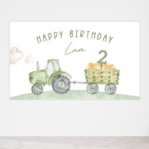 Editable Tractor Birthday Banner Template, Green Tractor Party Wall Banner Decor, Any Age Farm Tractor B&#39;day Banner, Digital Download