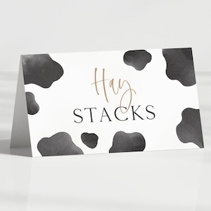 Cow Party Food Tents, Editable Template, Holy Cow I'm One Food Labels, Holy Cow Birthday Food Tents, Cow B'day Table Decor, Digital Download