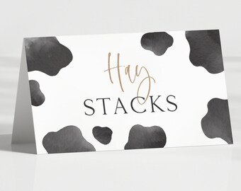 Cow Party Food Tents, Editable Template, Holy Cow I'm One Food Labels, Holy Cow Birthday Food Tents, Cow B'day Table Decor, Digital Download