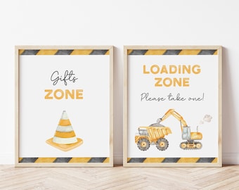 Construction Gifts & Favors Signs, Truck Party Signs, Construction Truck Birthday Decoration, Digger Trucks Table Signs, Digital Download