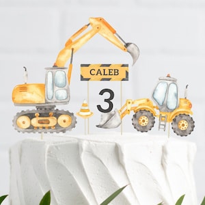 Editable Construction Cake Toppers, Printable Excavator Truck Cake Topper, Construction Birthday, Boy Digger Party Decor, Digital Download