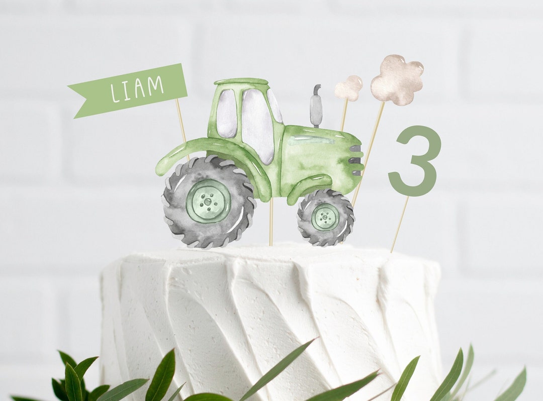 Editable Tractor Cake Toppers Printable Green Tractor Cake Etsy UK