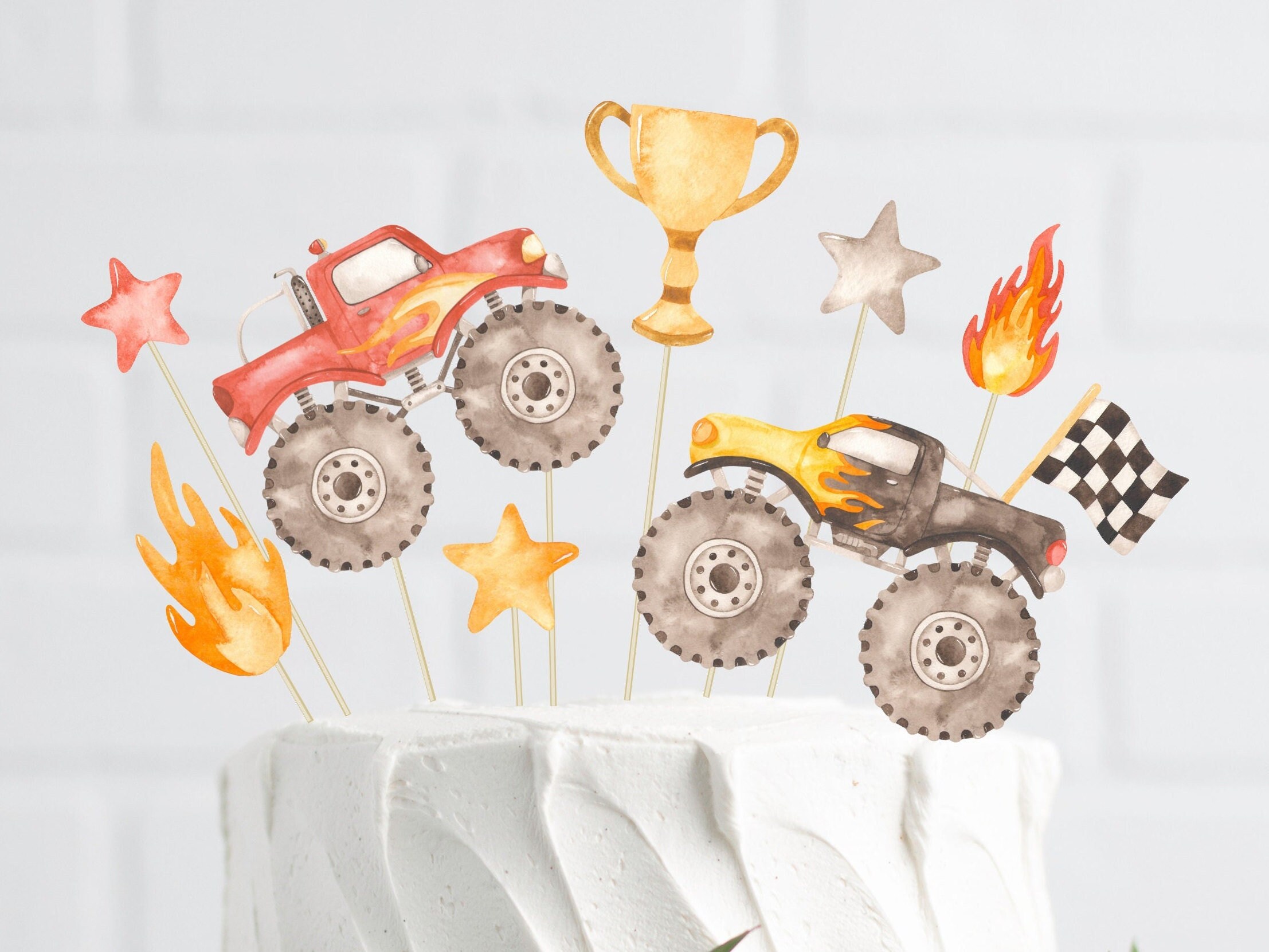 Monster Truck Cake Toppers, Printable Cake Toppers, Monster Jam — free download
