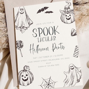Halloween Party Invitation, Editable Template, Spooky Halloween Invite, Spooktacular Party, Gender Neutral Halloween, Digital Download