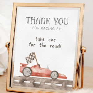 Racing Birthday Thank You Tag, Editable Template, Red Race Car Favors ...