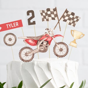 Editable Red Dirt Bike Cake Toppers, Any Age Dirt Bike Birthday Party, Printable Motocross Racing Cake Toppers Decoration, Digital Download