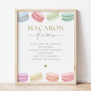 Macarons Flavors Sign, Editable Macaroon Menu, Minimalist Macaroon Bar Decor, Pastel Macaron Table Sign, Sweet Celebration, Digital Download