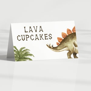 Dinosaur Food Tents, Editable Template, Dino Birthday Food Labels, T-Rex Food Tents, Dinosaur Party Table Decoration, Digital Download image 3