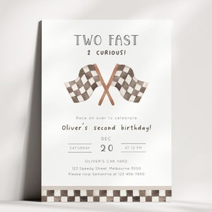 TWO Fast 2 Curious Racing Invitation, Editable Template, Racing Flags Invite, Two Fast B'day Invite, Racing Car Party, Digital Download image 4