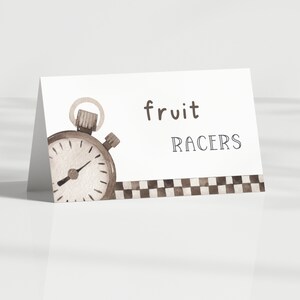 Race Car Food Tents, Editable Growing Up Two Fast Blue Vintage Race Car Party, Printable Car Food Labels, Fast One Birthday Digital Download image 6