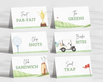 Golf Party Food Tents, Editable Golf Birthday Food Labels, Hole In One  B'day Decor, Golf Par-Tee Baby Shower Buffet Card, Digital Download