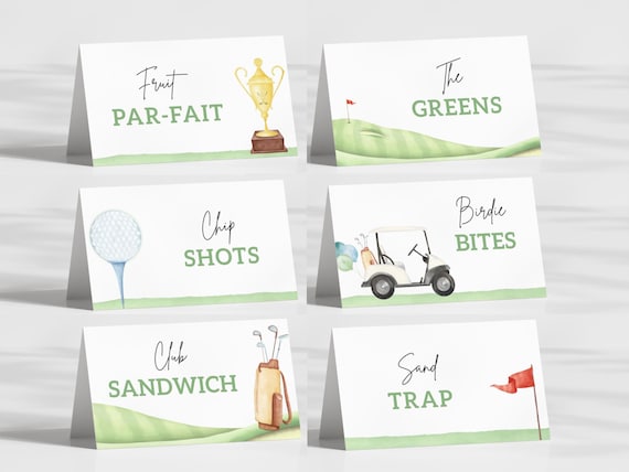 Golf Party Food Tents, Editable Golf Birthday Food Labels, Hole In One  B'day Decor, Golf Par-Tee Baby Shower Buffet Card, Digital Download