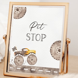 Monster Truck Pit Stop Sign, Monster Jam Birthday Party Signs, Pit Stop Table Decoration, Monster Truck Birthday Signs, Digital Download