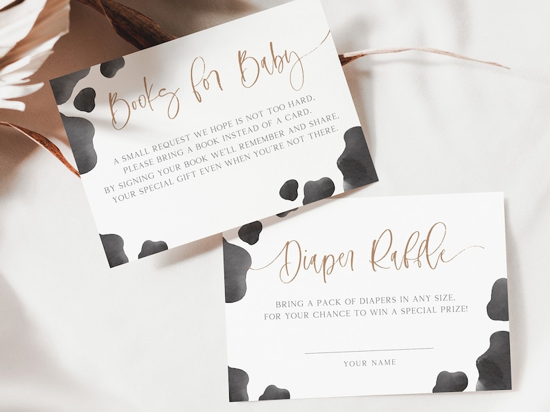Holy Cow Baby Shower Invitation, Editable Template, Cow Themed Baby Shower Invite, Books For Baby & Diaper Raffle Set, Digital Download image 3