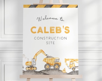 Editable Construction Welcome Sign, Construction Truck Party Decoration, Dump Truck 2nd Birthday, 3rd Bday Construction Trucks Signs