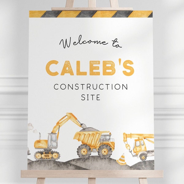 Editable Construction Welcome Sign, Construction Truck Party Decoration, Dump Truck 2nd Birthday, 3rd Bday Construction Trucks Signs