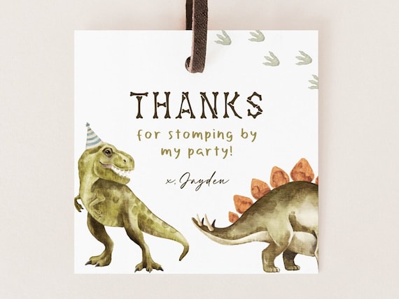 Editable Dinosaur Thank You Tag Dino Birthday Party Favor Tag T rex Dino B day Decoration Minimalist Dinosaur Party Tag Digital Download Etsy Canada