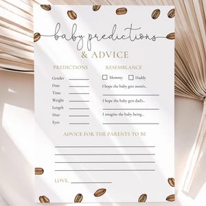 A Baby is Brewing Baby voorspellingen babyshowerspel, bewerkbare babyshower met koffiethema, babyvoorspellingsadviesspel, digitale download