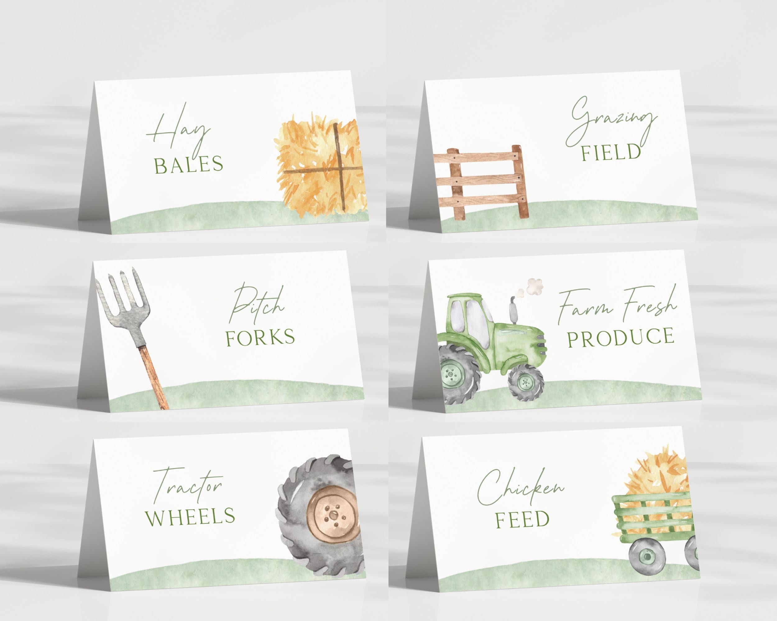 Tractor Food Tent Labels, Editable Template, Green Tractor Food Labels, Printable Tent Cards, Farm Tractor Party Food Sign, Digital Download