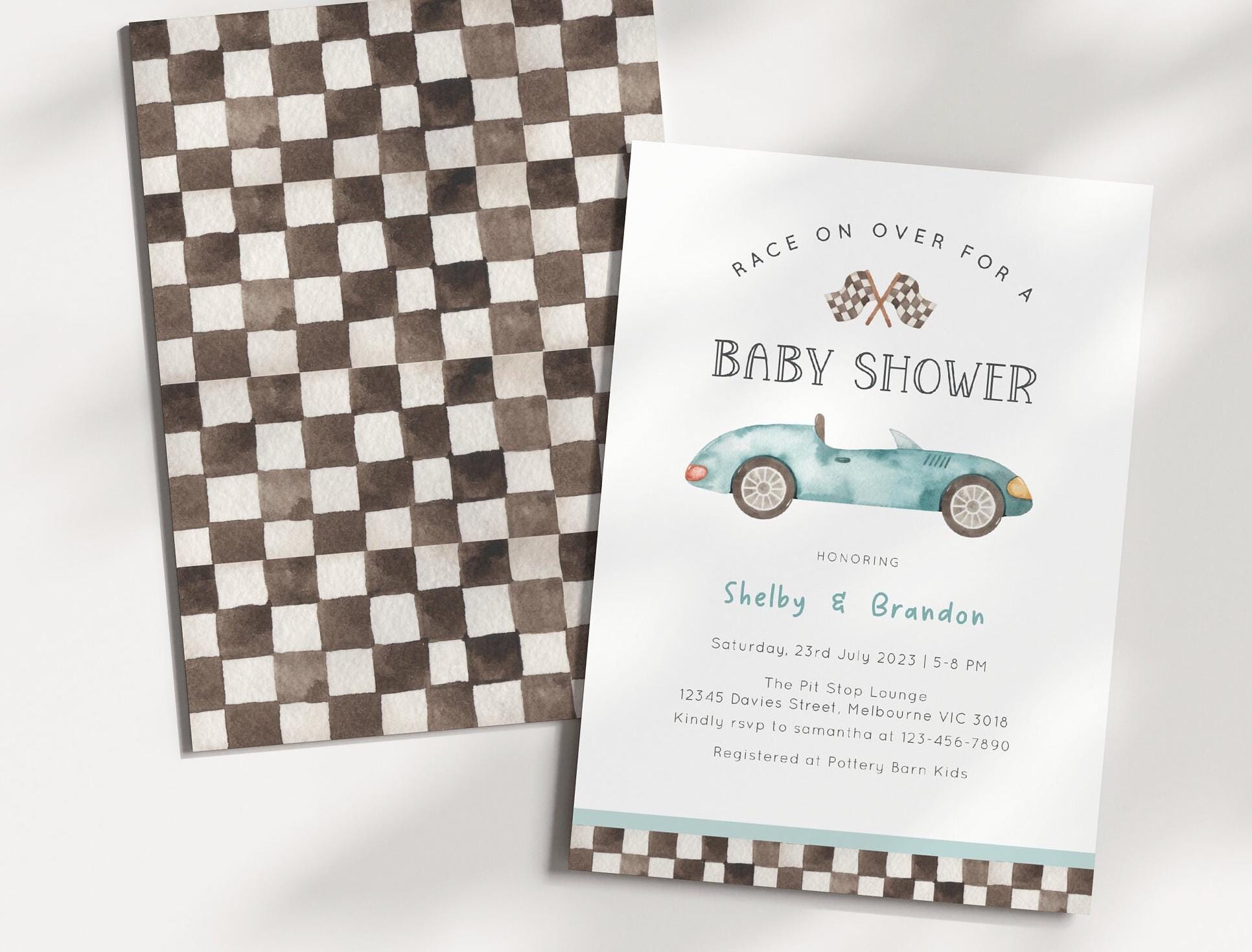 Editable Racing Car Baby Shower Invitation, Vintage Race Car Baby ...