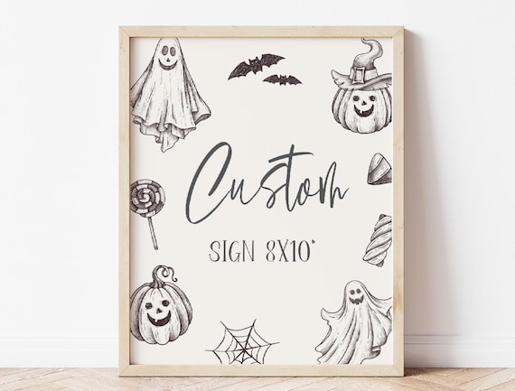 Halloween Custom Sign, Editable Template, Spooktacular Halloween Party, Minimalist Spooky Birthday Custom Sign Decor, Digital Download
