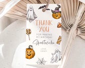 Halloween Birthday Thank You Tag, Editable Spooktacular Party Favors Tag Label, Minimalist Spooky Party Halloween Tag, Digital Download