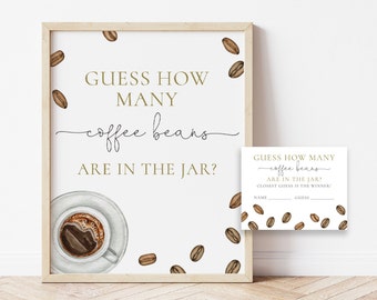 How Many Coffee Beans Are In The Jar Sign & Answer Card, Coffee Themed Showers Party Sign, Baby Is Brewing, Love Is Brewing Digital Download