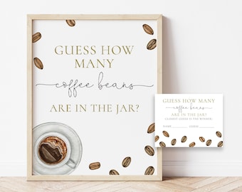 How Many Coffee Beans Are In The Jar Sign & Answer Card, Coffee Themed Showers Party Sign, Baby Is Brewing, Love Is Brewing Digital Download