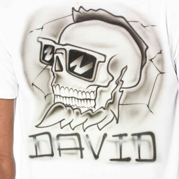 CUSTOM Airbrushed Shirt w/ Name and Skull